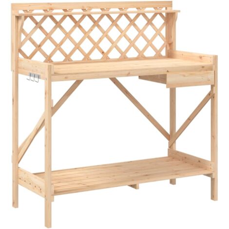 Potting Bench with Trellis Solid Wood Fir vidaXL (1/5)