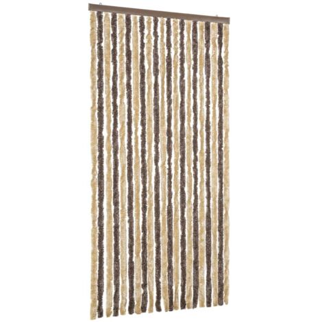 Fly Curtain Dark Brown and Beige 90x200 cm Chenille vidaXL