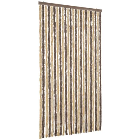 Fly Curtain Dark Brown and Beige 100x230 cm Chenille vidaXL