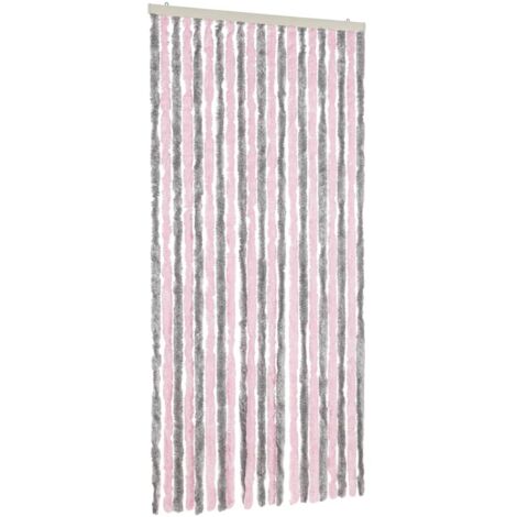 Fly Curtain Silver Grey and Pink 90x200 cm Chenille vidaXL