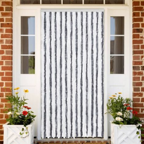Fly Curtain Grey and White 100x200 cm Chenille vidaXL