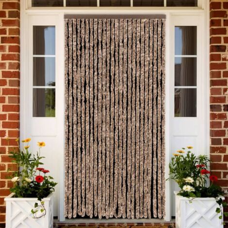 Fly Curtain Beige and Dark Brown 100x230 cm Chenille vidaXL
