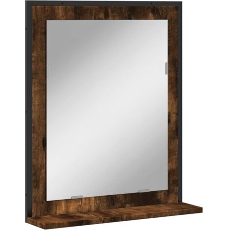 Bathroom Mirror with Shelf Smoked Oak 50x12x60 cm Engineered Wood vidaXL