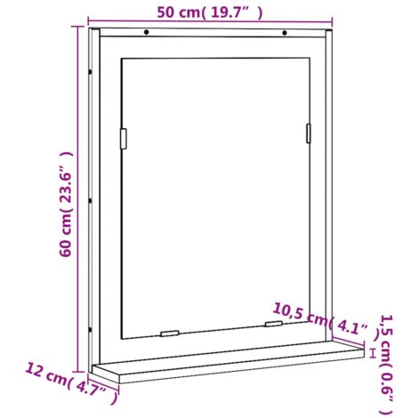 Bathroom Mirror with Shelf Smoked Oak 50x12x60 cm Engineered Wood vidaXL