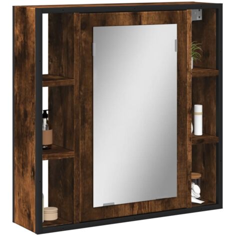 Bathroom Mirror Cabinet Smoked Oak 60x16x60 cm Engineered Wood vidaXL