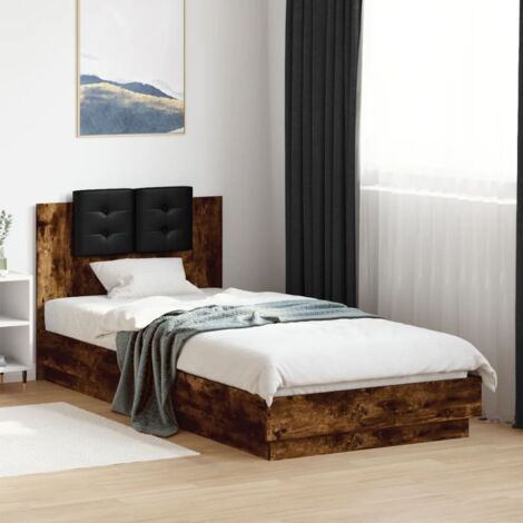 Bed Frame  Smoked Oak  Engineered wood, Plywood  Single  Bed Frame vidaXL