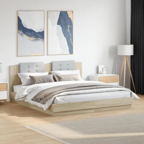 Bed Frame  Sonoma oak  Engineered wood, Plywood  200x200 cm  Modern vidaXL