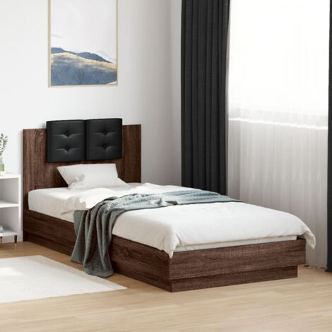 Bed Frame Brown Oak Engineered wood, Plywood 90 x 200 cm vidaXL