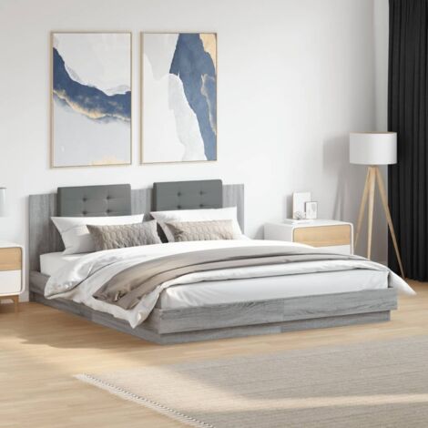 Bed Frame Grey Sonoma Engineered wood 160x200 cm mattress size vidaXL