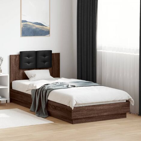 Bed Frame Brown Oak Engineered wood Single Bed Frame vidaXL