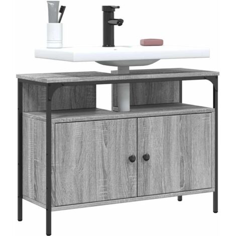 Bathroom Sink Cabinet Grey Sonoma 80x30x60 cm Engineered Wood vidaXL