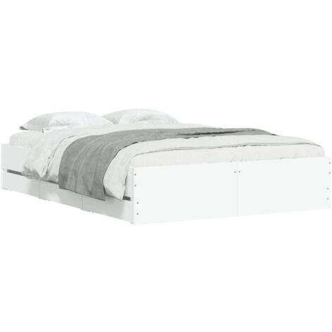 Bed Frame with Drawers without Mattress White 135x190 cm Double vidaXL (1/5)