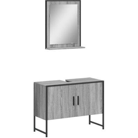 2 Piece Bathroom Cabinet Set Grey Sonoma Engineered Wood vidaXL (1/5)