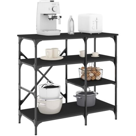 Baker's Rack Black 90x40x84 cm Engineered Wood and Metal vidaXL (1/5)