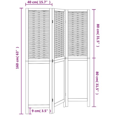 Room Divider 3 Panels Dark Brown Solid Wood Paulownia vidaXL