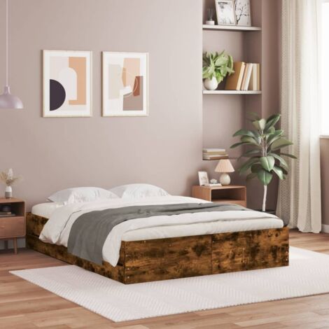 Bed Frame with Drawers without Mattress Smoked Oak 150x200 cm King Size vidaXL