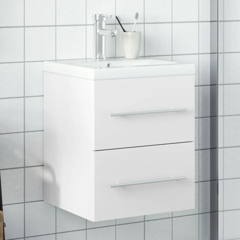 Bathroom Sink Cabinet with Built-in Basin White vidaXL