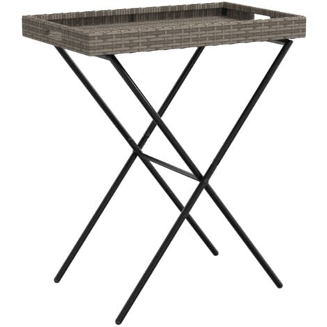 Folding Tray Table Grey 65x40x75 cm Poly Rattan vidaXL