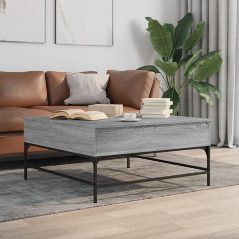 Coffee Table Grey Sonoma 95x95x45 cm Engineered Wood and Metal vidaXL (1/5)