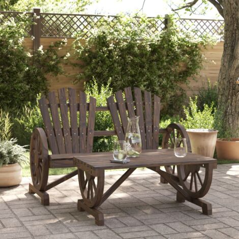 Garden Lounge Set  Burnt look wood  Solid fir wood  Large  Ergonomic vidaXL