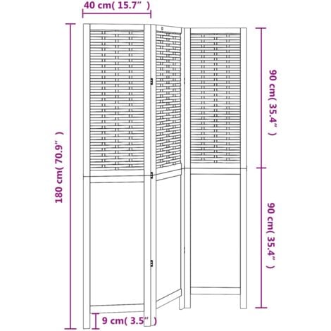 Room Divider 3 Panels White Solid Wood Paulownia vidaXL
