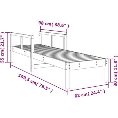 Sun Lounger 199.5x62x55 cm Solid Wood Pine vidaXL