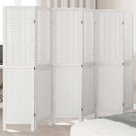 Room Divider 6 Panels White Solid Wood Paulownia vidaXL