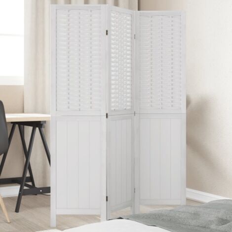 Room Divider 3 Panels White Solid Wood Paulownia vidaXL