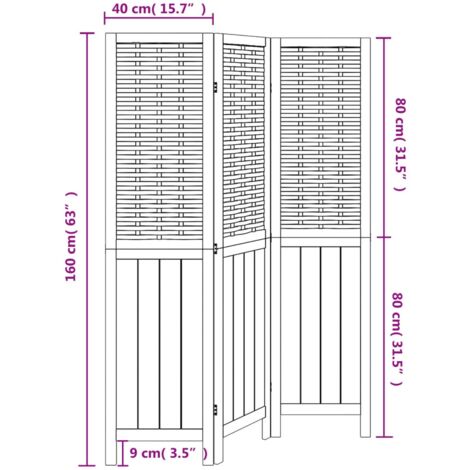 Room Divider 3 Panels White Solid Wood Paulownia vidaXL