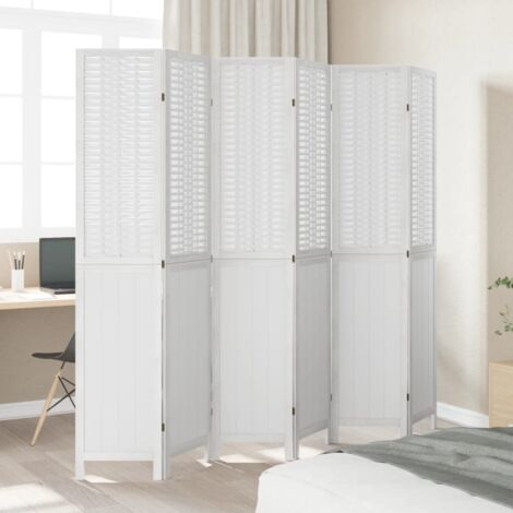 Room Divider 6 Panels White Solid Wood Paulownia vidaXL