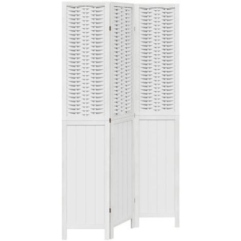 Room Divider 3 Panels White Solid Wood Paulownia vidaXL