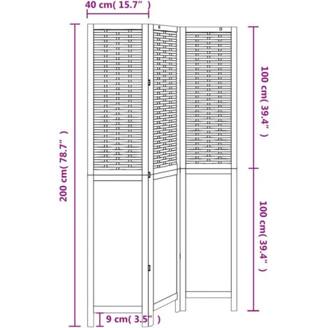 Room Divider 3 Panels White Solid Wood Paulownia vidaXL