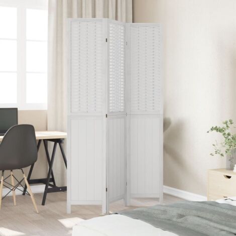 Room Divider 3 Panels White Solid Wood Paulownia vidaXL