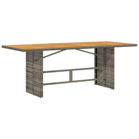 Garden Table with Acacia Wood Top Grey 190x80x74 cm Poly Rattan vidaXL