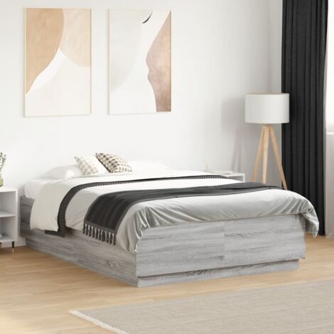 Bed Frame with LED without Mattress Grey Sonoma 120x190 cm Small Double vidaXL (1/5)