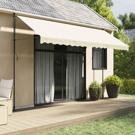 Retractable Awning Cream 400x150 cm Fabric and Steel vidaXL