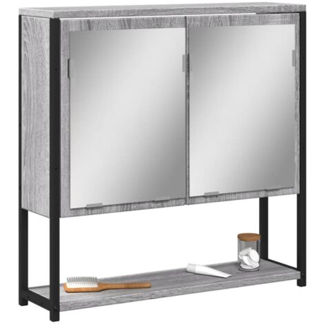 Bathroom Mirror Cabinet Grey Sonoma 60x16x60 cm Engineered Wood vidaXL