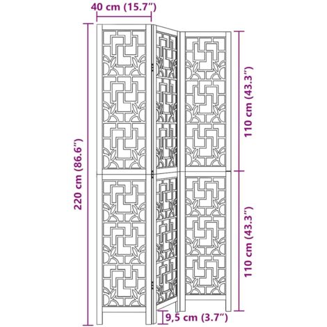 Room Divider 3 Panels Brown Solid Wood Paulownia vidaXL