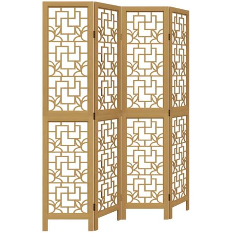 Room Divider 4 Panels Brown Solid Wood Paulownia vidaXL