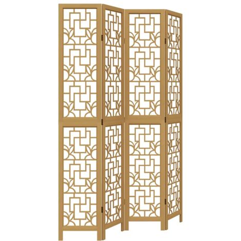 Room Divider 4 Panels Brown Solid Wood Paulownia vidaXL