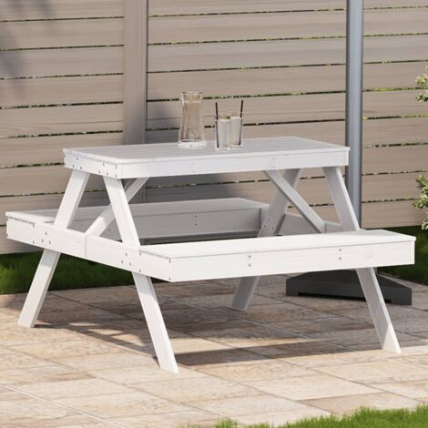 Picnic Table White 105x134x75 cm Solid Wood Pine vidaXL