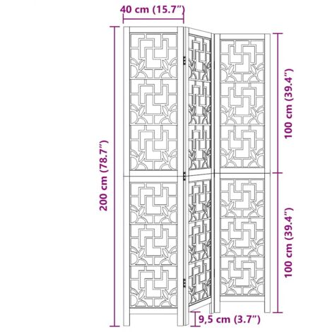 Room Divider 3 Panels Brown Solid Wood Paulownia vidaXL