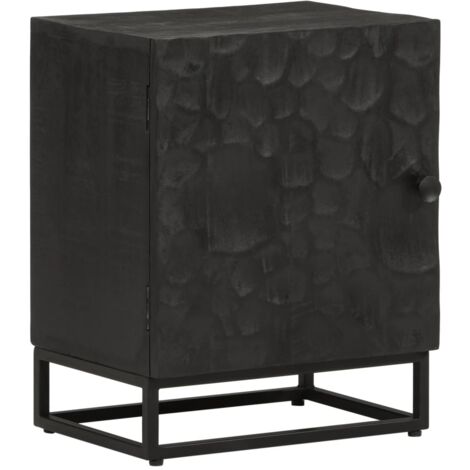 Bedside Cabinet Black 40x30x50 cm Solid Wood Mango and Iron vidaXL