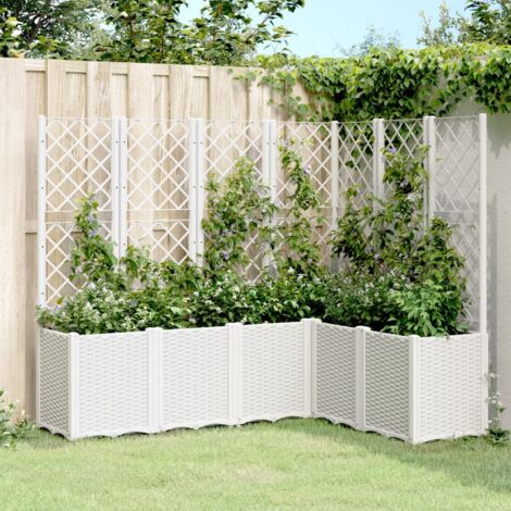 Garden Planter with Trellis White 160x120x140 cm PP vidaXL