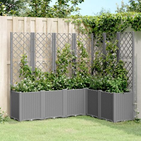 Garden Planter with Trellis Light Grey 160x120x140 cm PP vidaXL