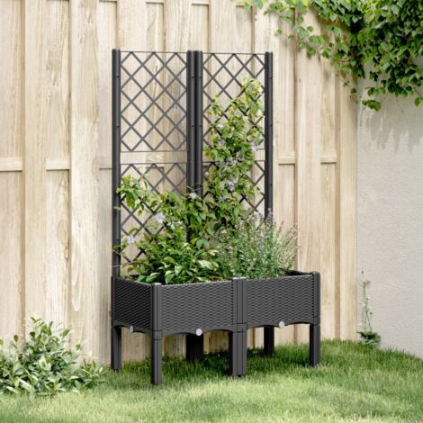 Garden Planter with Trellis Black 80x40x142 cm PP vidaXL