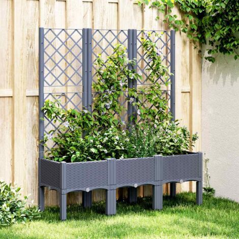 Garden Planter with Trellis Blue Grey 120x40x142 cm PP vidaXL