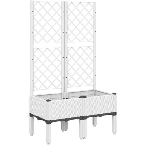 Garden Planter with Trellis White 80x40x142 cm PP vidaXL