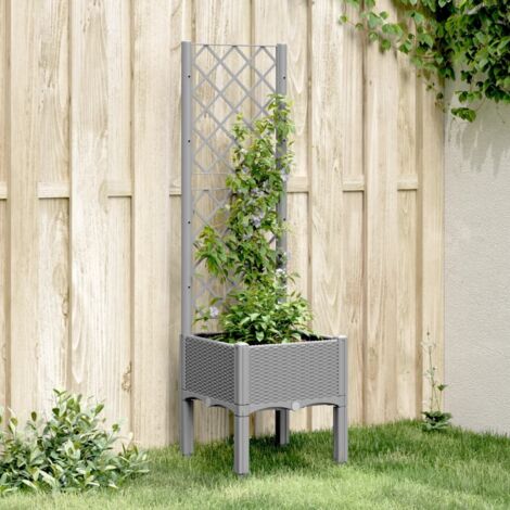 Garden Planter with Trellis Light Grey 40x40x142 cm PP vidaXL