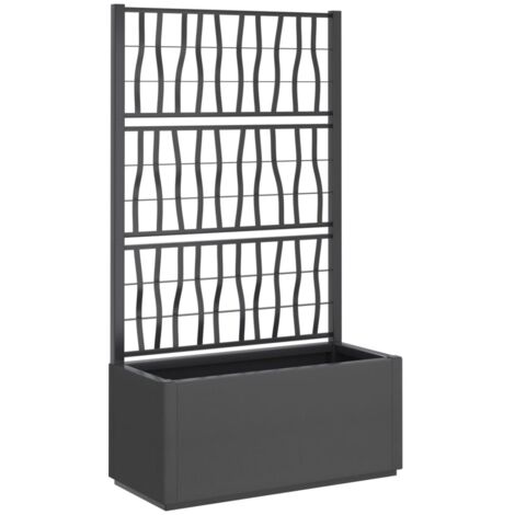 Garden Planter with Trellis Dark Grey 80x36x140 cm PP vidaXL